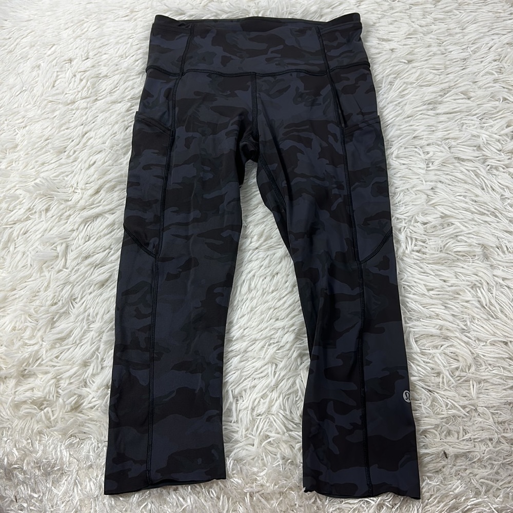 Lululemon Fast and Free Crop II 19" *Non-Reflective Incognito Camo Multi Grey
